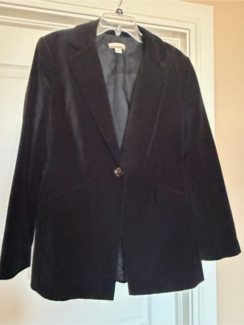 Boston Proper Black Velvet Single-Button Blazer